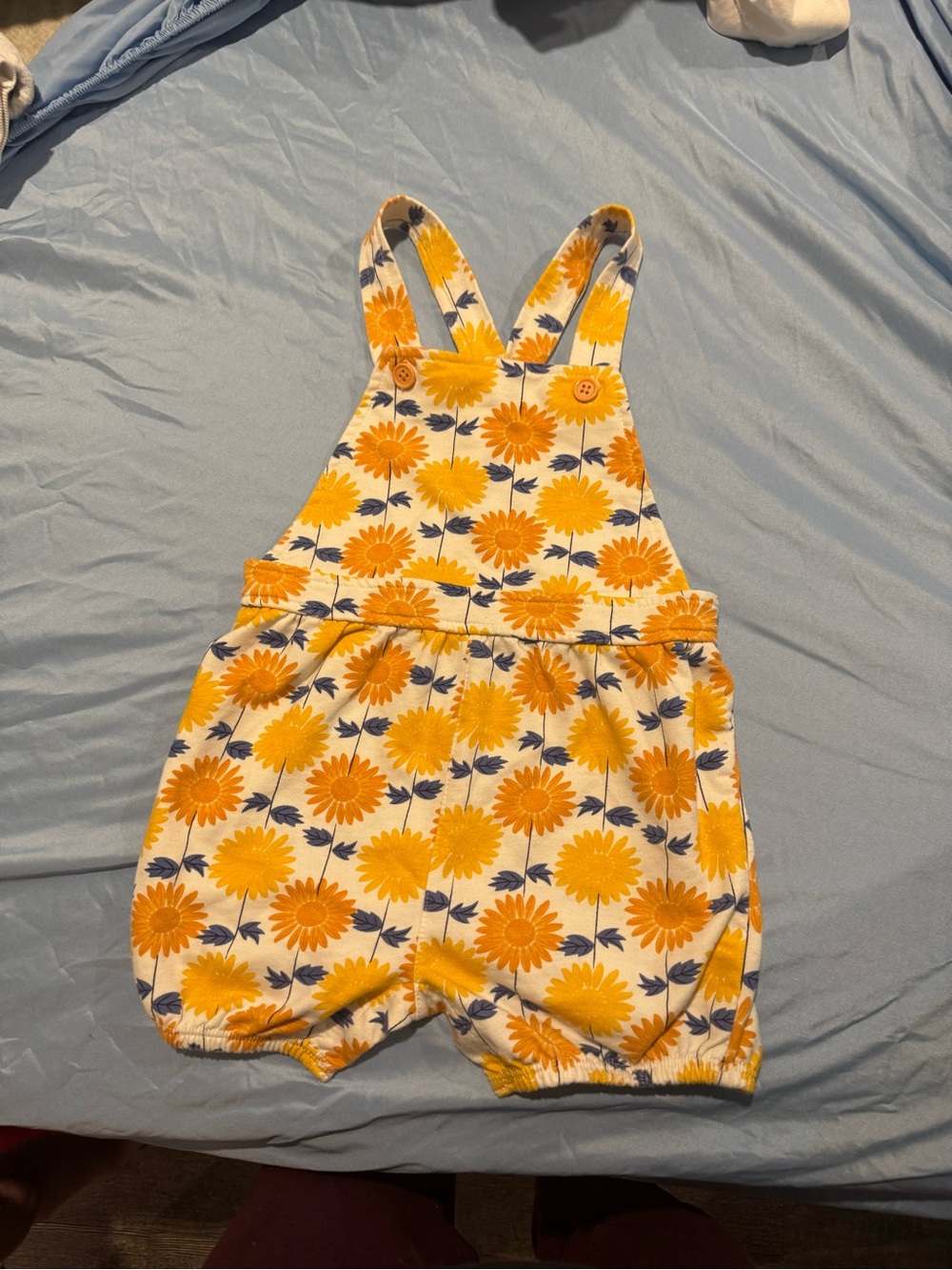 3 for $15 /Sunflower Print Yellow Toddler Romper Overalls - Picture 3 of 6